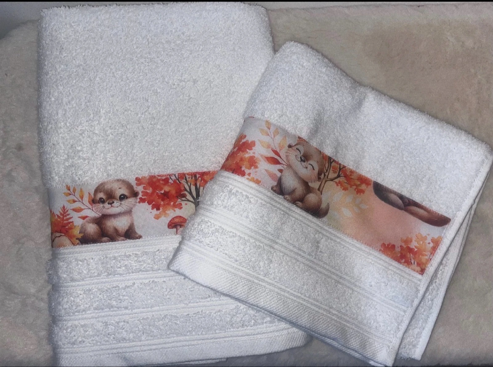 Duo serviette de bain loutre 